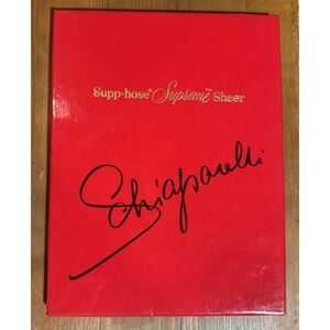Vintage 50s SCHIAPARELLI SUPP-HOSE Sheer Stockings Garter Top 9-1/2 XL NIB